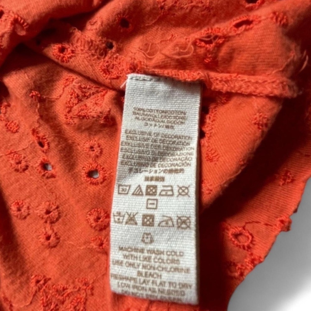 Free People Dream Date Eyelet Tank Top Sz Small Orange Boho Lace Up Back - Picture 3 of 4